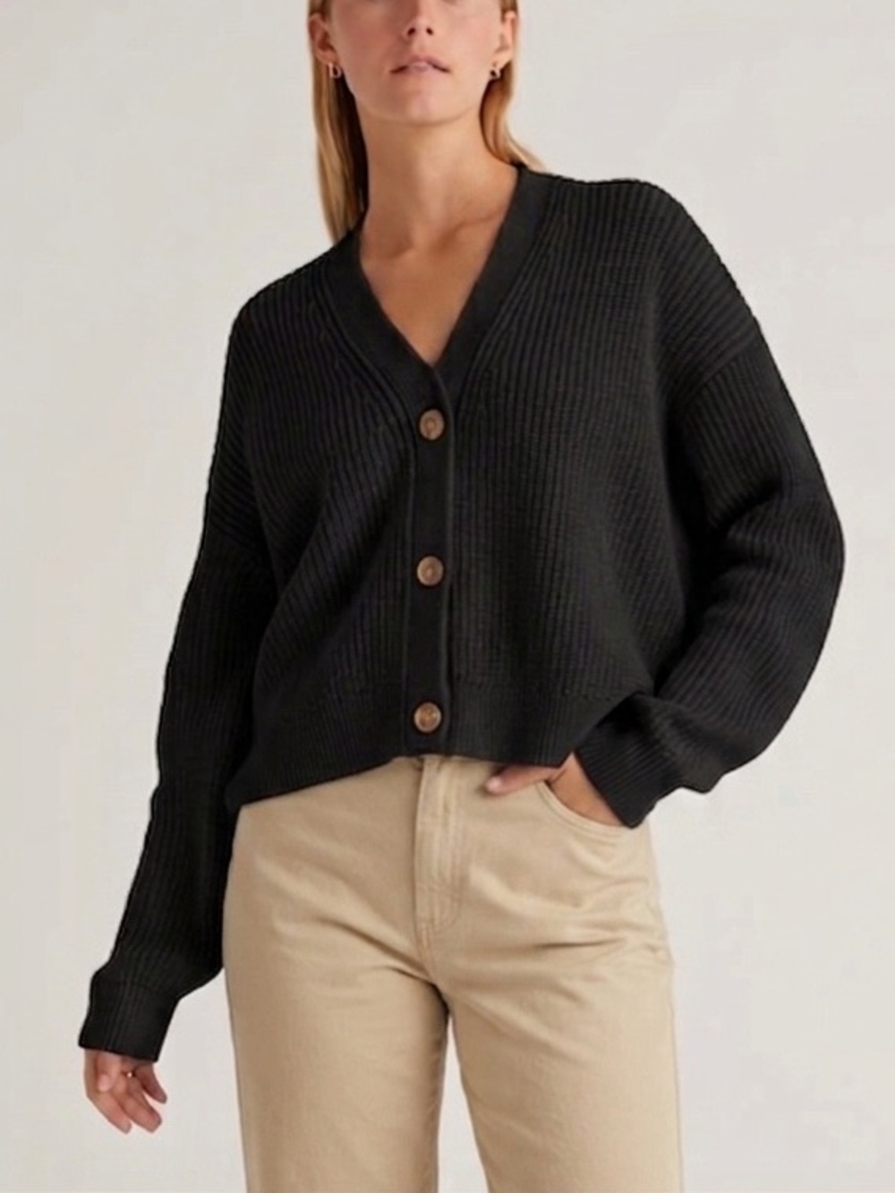 Quince 100% Organic Cotton Fisherman Boxy Cropped Cardigan